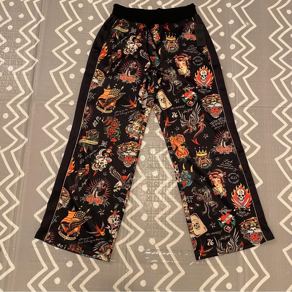 Ed hardy vintage tattoo y2k baggy loose fit wide leg graphic pants